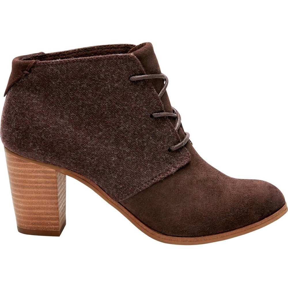 Toms Lunata Suede Wool Lace-Up Bootie Brown / Chocolate, 7.5